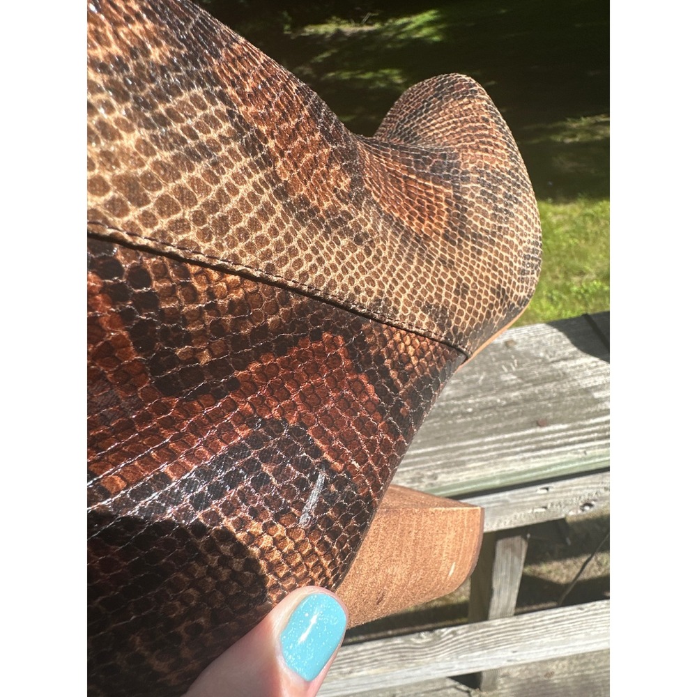 Zigisoho Annalise Brown Snakeskin Print Ankle Boots Block Heel Womens 10 - Picture 5 of 9